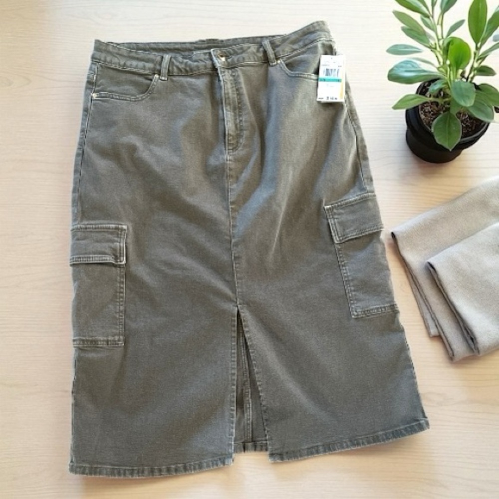 MICHAEL Michael Kors Olive Green Midi Skirt NWT